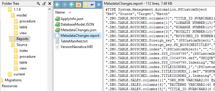 Oracle database change report