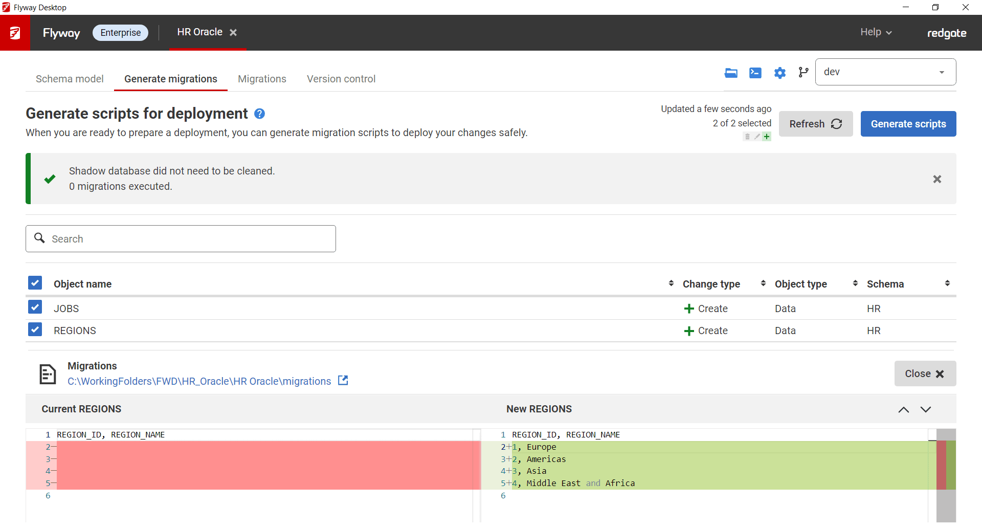 generating migration scripts for static data